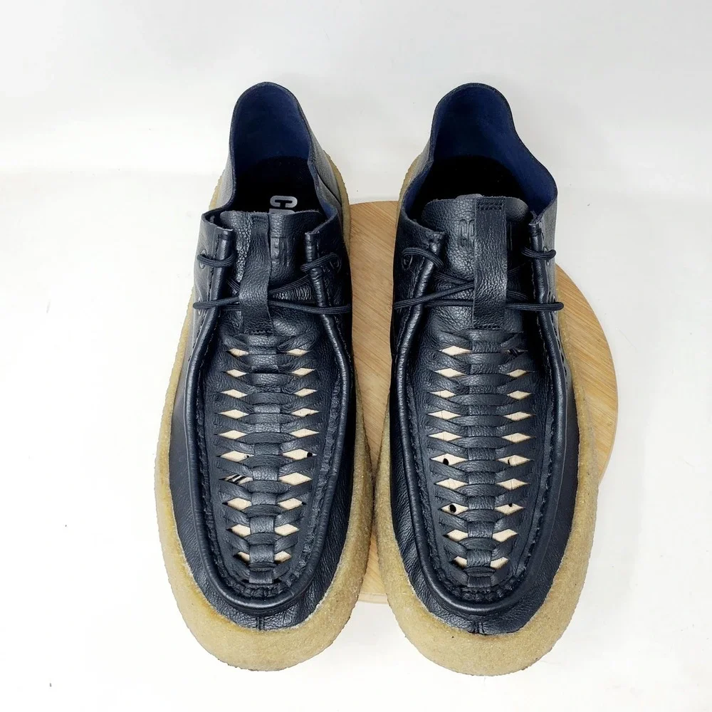 Camper Bark Shoes Mens 45 Black Lace Up Woven Top Oxford Summer Chukka Sneaker‎